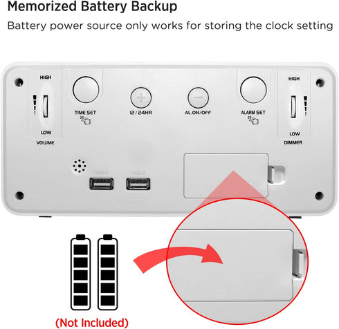 DreamSky Large Digital Alarm Clock for Visually Impaired - 8.9 Inches Big Electric Clock for Bedroom, Jumbo Number Display, Fully Dimmable Brightness Dimmer, USB Ports, 12/24H, Adjustable Alarm Volume