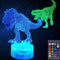 Dinosaur Toys, T Rex 3D Night Light with Remote & Smart Touch 7 Colors + 16 Colors Changing Dimmable T Rex Toys Gifts 2 3 4 5 6 7 8 Year Old Boy Birthday Gifts (2 Panels))