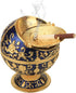 Pterosaur Windproof Ashtray with Flip Lid for Cigarette Metal Portable Smoking Tobacco Ashtray Indoor Outdoor, Handicrafts Rose Pattern Classy Gift for Women Men (Navy Blue-Golden)