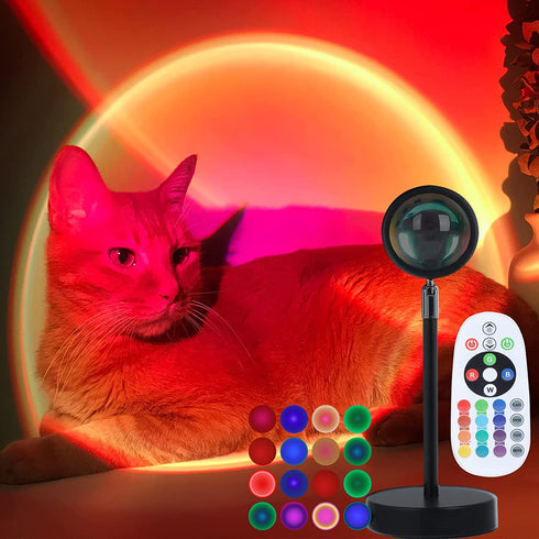 Sunset Lamp, Sunset Projection Lamp,16 Colors Sunset Light, 180° Rotation for Self-Media Vlog Selfie Pets Photography Solset Lamp