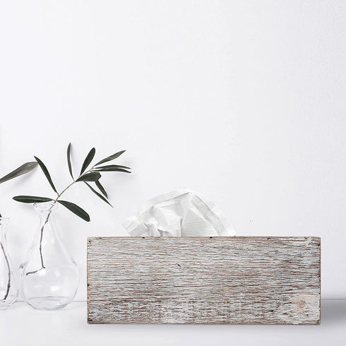 Barnyard Designs Rustic Distressed Wooden Rectangular Tissue Box Cover with Storage Compartment - Decorative Bathroom Facial Tissue Box Holder Farmhouse Decor, 12.5? x 6? x 4.5?