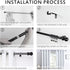 Curtain Rods for windows,1" Diameter Metal Single Splicing Adjustable Curtain Rod set with Brackets (Black, 30-90")