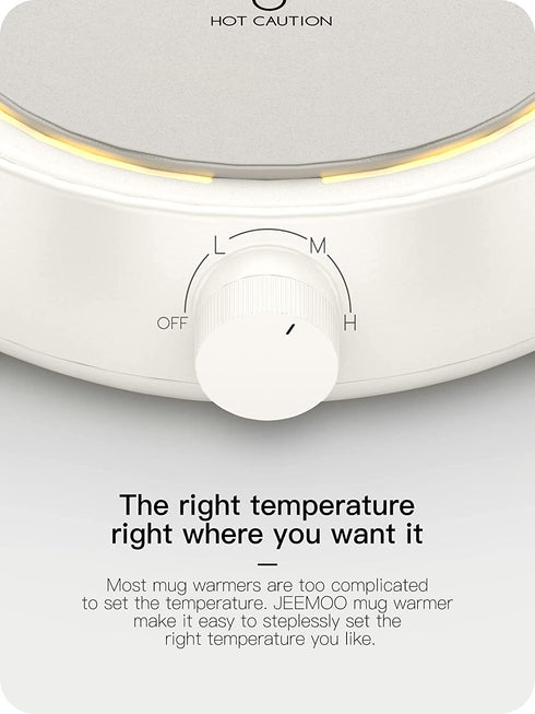 JEEMOO Mug Warmer, Electric Coffee Warmer for Desk/Home Use, Stepless Temperature Regulation (131„‰-150„‰), Candle Warmer Plate, 8-Hour Auto Shut Off (Ivory)