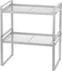 NEX Kitchen Shelf Organizer for Cabinet Counter Cupboard Pantry, Stackable & Expandable - Set of 2 - Silver