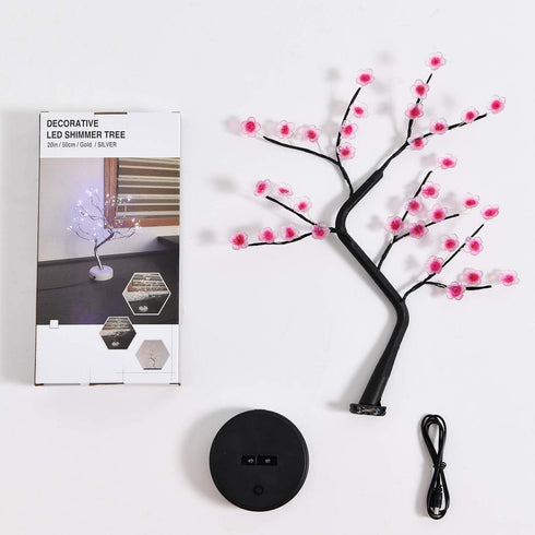 Plum Blossom Bonsai Tree Light - 20'' Artificial Fairy Light Spirit Tree with 36 LED Plum Blossom Lights - USB/Battery Touch Switch, Deco of Bedroom, Living Room, Party Wedding and Christmas