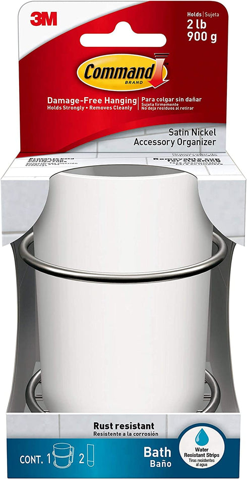 Command Accessory Organizer, Satin Nickel, 1-Organizer, 4-Water-Resistant Strips, Organize Damage-Free