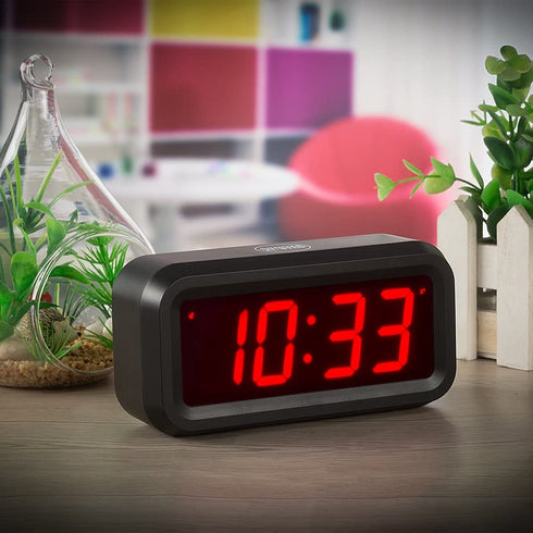 Timegyro Small Wall /Shelf /Desk Digital Clock Only Battery Operated with 1.2" Large Display. 4pcs Batteries Can Keep The Time Display Day and Night for More Than One Year (Black)