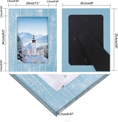 eletecpro 8x10 Picture Frame Set of 4 Wall Decor - Wooden Designs With High Definition Glass - Table Top & Wall Mount Photo Frame Sets for Office Kitchen Gallery (Rustic Frame Set, 8x10 inch)