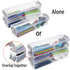 BTSKY Long Plastic Stackable Box Home, Office Supplies Storage Organizer Box Pencil Box Plastic Organizer Holder for Gel Pens Erasers Tape Pens Pencils Markers etc- 3 Pack - Clear with Grey Clip