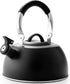 Suyika Tea Kettle Stovetop 3 Quart Stainless Steel Whistling Tea Pots for Stove Top with Cool Touch Ergonomic Handle Teapot - Black
