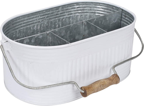 Alpha Living Home Flatware Caddy, Storage Large Kitchen Drawer Organizer, Bathroom Drawer Organizer, Kitchen Drawer Organizer for Large Utensils, Desk Organizer Pen Pencil Holder Storage - White/Gray