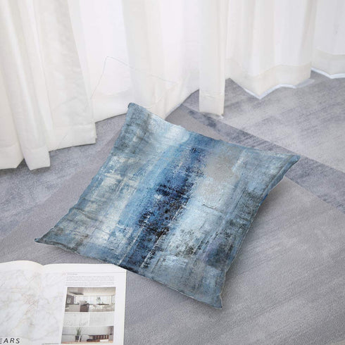 Alricc Blue and Grey Abstract Art Artwork Pillow Cover, Gallery Modern Decorative Throw Pillows Cushion Cover for Bedroom Sofa Living Room 20 x 20 Inch Set of 2