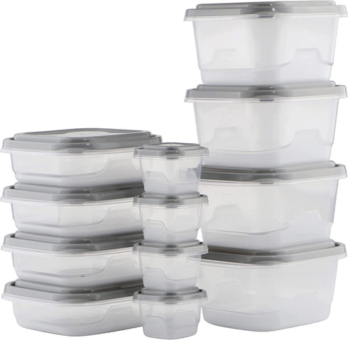 Good Cook EveryWare 24-Piece BPA-Free Plastic Food Storage Container Set, Clear/Grey, (41757)