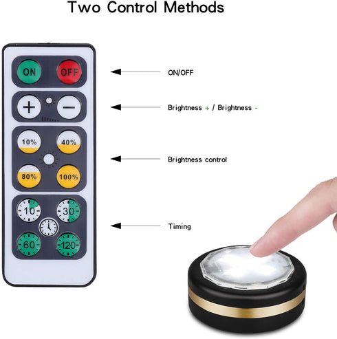 LEASTYLE Under Counter Lights for Kitchen?Wireless LED Puck Lights with Remote Control 6 Pack, Under Cabinet Lighting Battery Operated,Steps Lights Indoor, Stick-up Lights Wireless