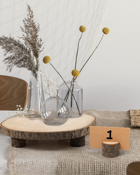 Caydo 10-12 Inch Wood Cake Stand Large Wood Slices Serving Tray for Table Centerpiece, Wedding Cake and Cheese Board