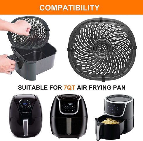 Air Fryer Grill Pan For 7QT Power XL Gowise Air Fryers, Premium Nonstick Coating Crisper Plate, Air Fryer Replacement Parts Tray, Air Fryer Racks with Rubber Feet, Dishwasher Safe