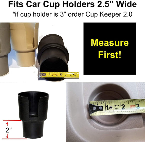 Gadjit CUP KEEPER 2.0 (2 PK) Cup Holder Adapter w/Adjustable Base For Hydro Flasks 18 21 24 oz, Yeti Tumbler 20 & 30 oz, Coffee & Travel Mugs 28 oz, Fits up to 3.25" diameters Black