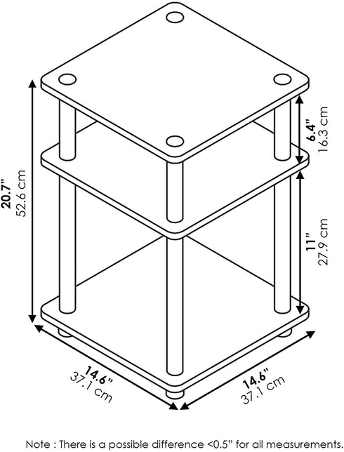 Furinno Turn-N-Tube Easy Assembly Multipurpose End Table / Side Table / Sofa Table / Nightstand, Round Tubes, Espresso