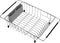 SANNO Expandable Dish Drying Rack Sink Dishes Drainer , Dish Rack with Utensil Silverware Storage Holder Over The Sink Adjustable Arms Dish Drying Drainer, in Sink or On Counter,Stainless Steel
