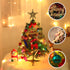 2Pc Mini Christmas Tree 20in &12in Tabletop Mini Xmas Tree Set with Lights,DIY Artificial Christmas Small Tree with Hanging Ornaments for Bedroom Dining Table Christmas Decor (A+B)