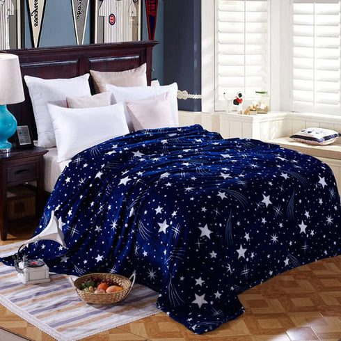 ChezMax Throw Blanket Ultra Soft Blanket Quilt Lightweight Plush Fleece Bed Blanket Cozy Towel Blanket Breathable Warm Throw for Stadium Couch Bed Sofa Chair Office Car Starry Sky Blue Full (71"X79")