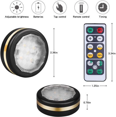 LEASTYLE Under Counter Lights for Kitchen?Wireless LED Puck Lights with Remote Control 6 Pack, Under Cabinet Lighting Battery Operated,Steps Lights Indoor, Stick-up Lights Wireless