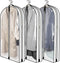 BiCINE 40" Garment Bags for Hanging Clothes 6" Gusset, Clear Suit Bags for Closet Storage Travel with 2 Zippers, Breathable Clothes Garment Cover for Coats Sweaters Shirts Dress (White, 3 Pack)