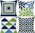 EZVING Navy Pear Green New Living Series Geometric Cotton Linen Indoor Outdoor Pillow Case Cushion Cover 18x18 Inch Set of 4 for Car Sofa Home Decor