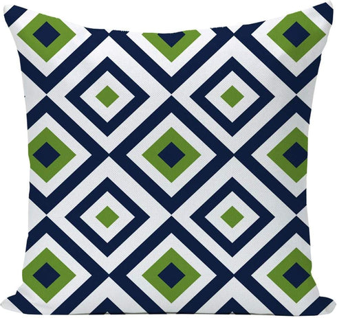 EZVING Navy Pear Green New Living Series Geometric Cotton Linen Indoor Outdoor Pillow Case Cushion Cover 18x18 Inch Set of 4 for Car Sofa Home Decor