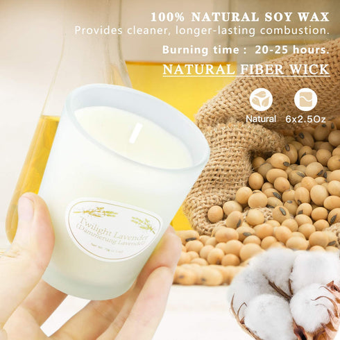 FKJOL Scented Candles Gift Set, 6 Natural Soy Wax Aromatherapy Candle with Essential Oil for Stress Relief, Smoke-Free Strong Fragrance Long Lasting Candles for Bath Home Women,White,YB6P