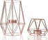Homtone Metal Wire Tealight Candle Holders Centrepiece for Tables Decor,Gold Geometric Shape Holders for Living Room Bathroom Decorations,Set of 2 (Rose Gold)