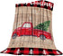 Red Truck with Christmas Tree Flannel Blankets Snowflake Wood Grain Throw Blankets Soft Lightweight Bed Blanket Cozy Microfiber Blanket for Sofa Couch Home Decor 40x50inch