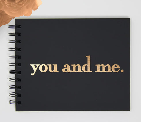 You and Me Mini-Photo Album Scrapbook. Embossed Gold Foil, 6" x 7.5" 90 Blank Pages, Softcover, Keepsake Friendship Album, Best Friend Album, You and me Album, Polaroid Instax Album Scrapbook (BK/Go)