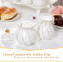 DUJUST White Cream & Sugar Set, Luxury British Design in Golden Trims, 1 Sugar Bowl with Lid (12 OZ), 1 Creamer (8 OZ), Handcrafted Sugar Creamer Set, Decoration for Kitchen