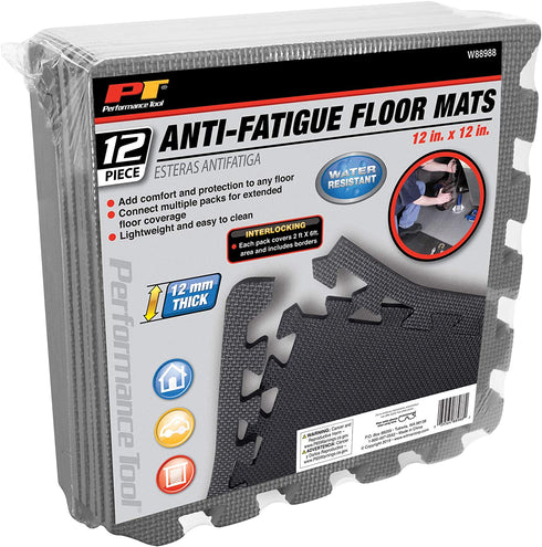 Performance Tool W88988 12" X 12" Protective Diamond Shape Anti-Fatigue Interlocking Floor Mat (12 Square Feet)
