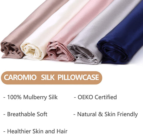 Silk Pillowcase for Hair and Skin, 22 Momme 6A Long Fiber 100% Mulberry Silk Bed Pillow Case with Invisible Zipper, Ivory White, Queen