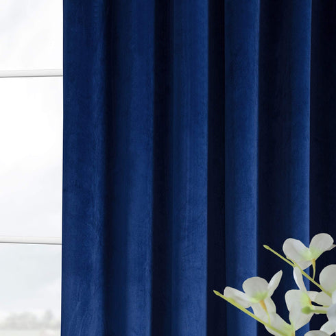 HPD Half Price Drapes VPYC Heritage Plush Velvet Curtain (1 Panel), 50 X 84, Pisces Blue