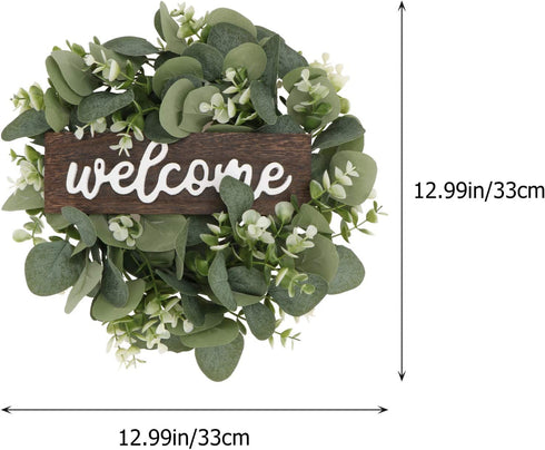 KESYOO Welcome Sign Artificial Eucalyptus Wreath Rustic Front Door Sign for Farmhouse Porch Front Door Decorations