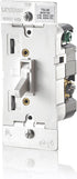 Leviton TSL06-1LW Toggle Slide Universal Dimmer, 300-Watt Dimmable LED and CFL, 600-Watt Incandescent and Halogen for Single Pole or 3-Way, with Locator Light, 1-Pack, White