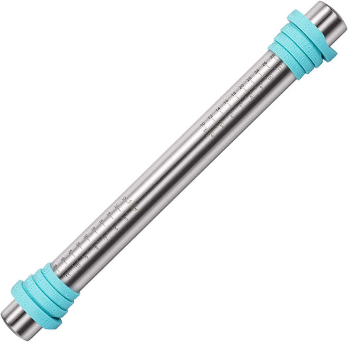 U-Taste 18/8 Stainless Steel 16 inch Adjustable Rolling Pin with Silicone Removable Thickness Rings, Nonstick Kitchen Roller Pin for Baking Cookies Pastry Pizza Pasta Dough Fondant (Teal/Aqua Sky)