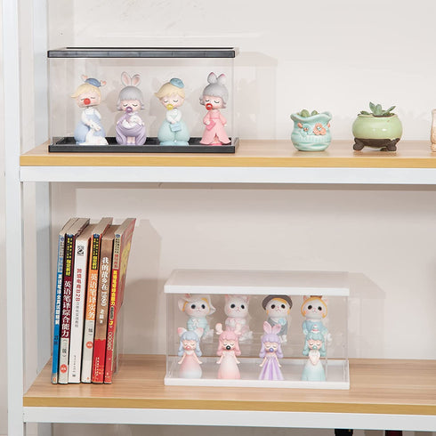 Acrylic Clear Display Case with Black Lid and Black Base, Clear Dustproof Protection Showcase, Display Box Storage Holder for Doll Toy Collectibles ( 11.8 X 6.3 X 6.3 INCH )