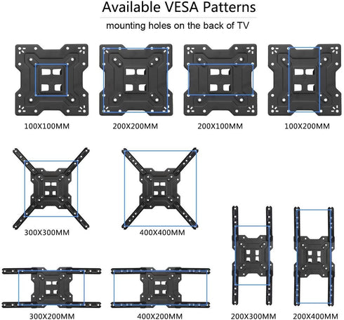 Suptek TV Wall Mount Swivel and Tilt Full Motion for Most 23 to 55 inch TV Mount up to 55lbs max VESA 400x400mm (A1+)