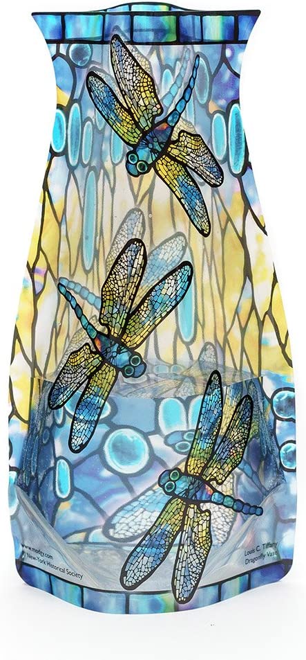 MODGY Collapsible and Expandable Flower Vase Plastic Decorative Modern Vases for Flowers Centerpieces Dining Table Decor Living Room Bathroom Wedding Office, Tiffany - Dragonfly