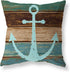 Pack of 4 Decorative Throw Pillow Covers 18x18 Inch Blue Ocean Theme Pillowcases Square Outdoor Cushion Cover Wood Grain Sea Anchor Printing Pillows Covers Home Decor Sofa Car Bedroom Pillow Cover