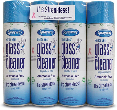 Sprayway 443331 Ammonia Free Glass Cleaner, 19 Oz. (4-Pack) (Packaging May.