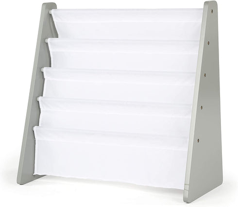Humble Crew, Grey/White Kids Book Rack Storage Bookshelf, 4 Tiers