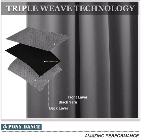 PONY DANCE Blackout Curtains Short - (W 42 in x L 36 in, Grey, Set of 2) Half Window Curtains Tiers Solid Microfiber Valances Panels Thermal Insulated for Basement Window