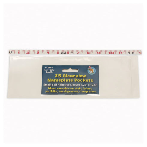 Ashley Productions ASH10400 Name Plate Clear Pockets, 0.5" Height, 4.25" Wide, 12.5" Length, Small (25 per Package)
