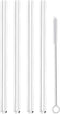 Hummingbird Glass Straws Clear Straight 9" x 9.5 mm Made With Pride In The USA - Perfect Reusable Straw For Smoothies, Tea, Juice, Water, Essential Oils - 4 Pack With Cleaning Brush