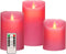 Aku Tonpa 3.15" x 4" 5" 6" Set of 3 Flameless Candles Battery Operated Pillar Real Wax Electric LED Candle Set with Remote Control and Timer (Pink)